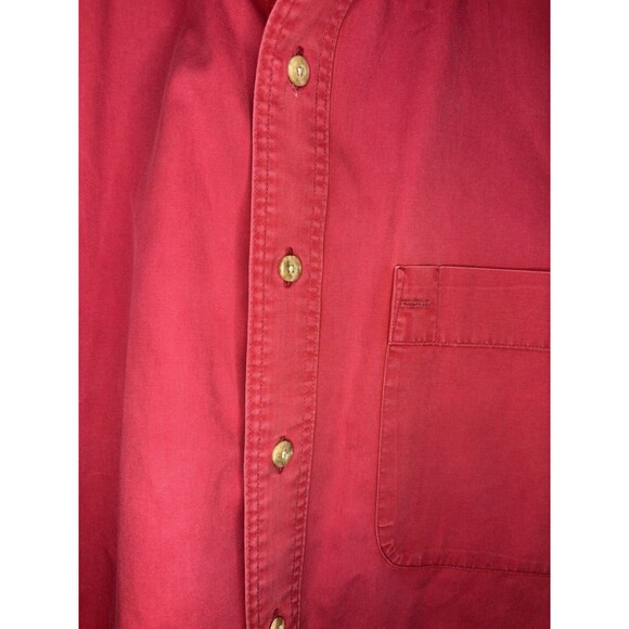 VINTAGE Lands End Shirt Mens Large 16-16.5 Faded Barn Red Long Sleeve Button - Picture 6 of 10